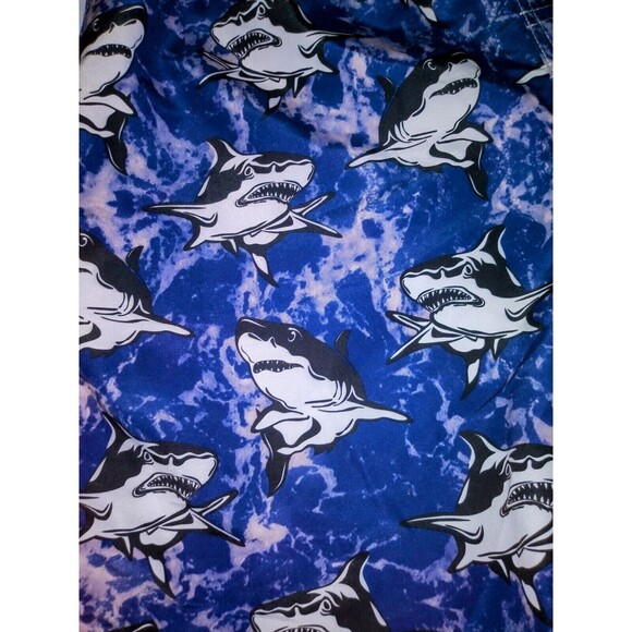 Boys Swim Trunks Lined Swim Shorts Boy's Size Large 12 / 14 Blue & Sharks, New - Picture 3 of 10
